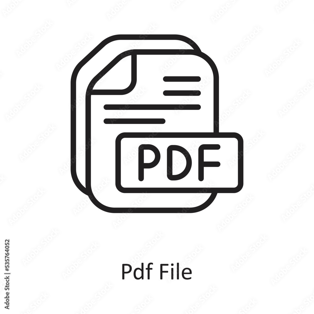 Poster pdf file outline vector icon design illustration on white background. eps 10 file