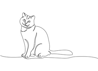 Selkirk Rex Cat one line art. Continuous line drawing of pet, mammal, kitten, purebred, breed, friendship, kitty, friend, pedigree, character.