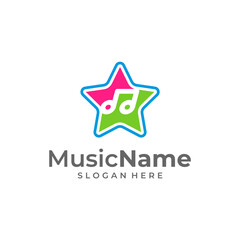 Star Music logo illustration template. Music note logo design concept vector