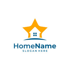 Star home logo illustration template. House star logo design concept vector