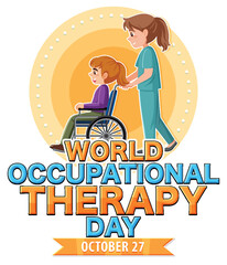 World occupational therapy day text banner design