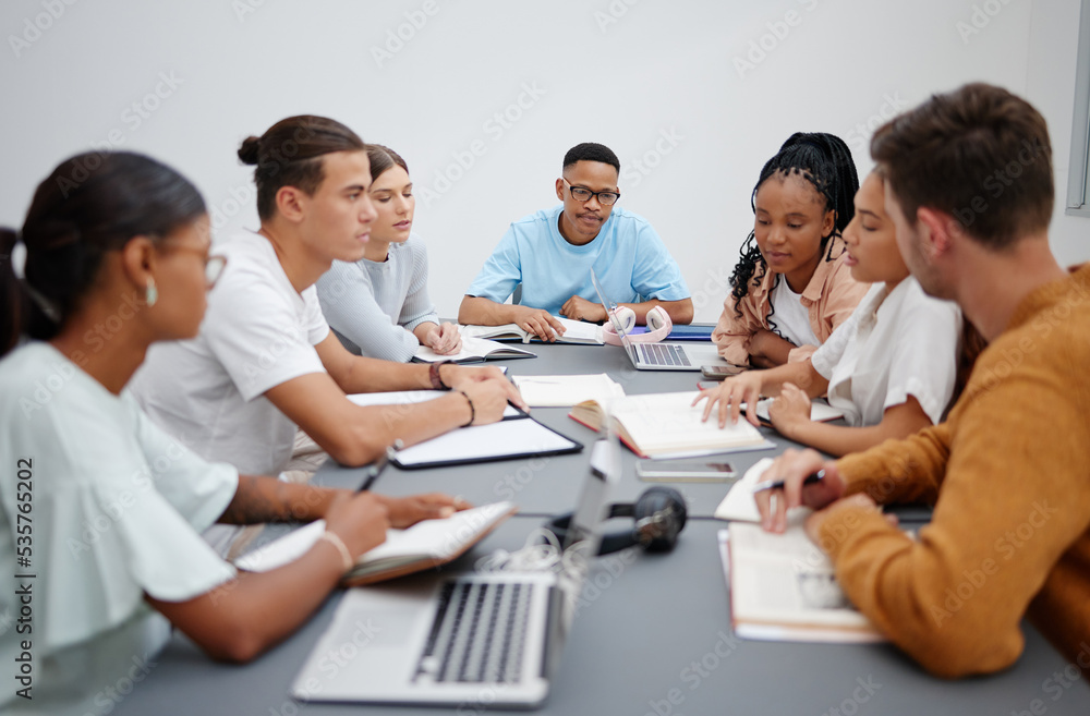 Poster diversity, education or university students in classroom learning, collaboration or working on maths
