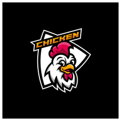 Rooster head mascot sport esport logo template