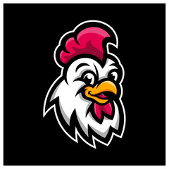 chicken rooster head mascot sport esport logo template
