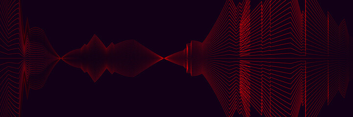 Abstract black background with red lines