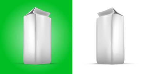 Set of Blank White Foil Plastic Food Packaging. 3D llustration. Isolated Mock Up. Template Package. Ready For Custom Design.