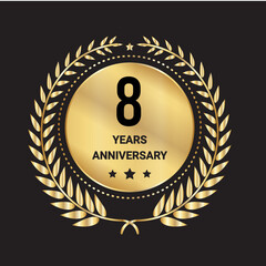 Naklejka premium 8 Year Anniversary Celebration Logo. 8 Year Anniversary Vector Art, Icons, and Graphics 