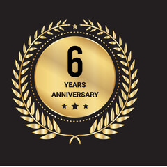 Naklejka premium 6 Year Anniversary Celebration Logo. 6 Year Anniversary Vector Art, Icons, and Graphics 