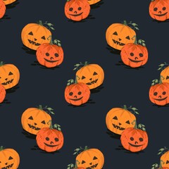 Halloween pumpkin seamless pattern