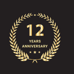 Fototapeta premium 12 Year Anniversary Celebration Logo. 12Year Anniversary Vector Art, Icons, and Graphics 