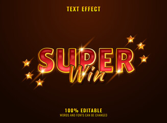 Fototapeta premium 3d shiny super win text effect with star for slot, casino and video games
