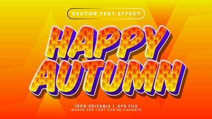 Fototapeta premium happy autumn editable text effect with orange and purple text style