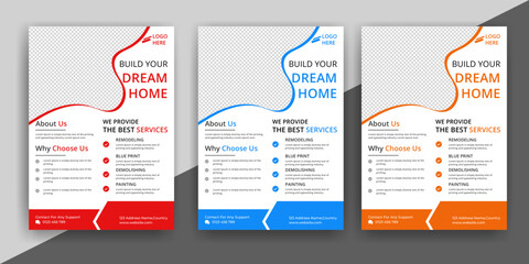 construction flyer A4 template, Construction Flyer Template, Flyer Design Set, Renovation Flyer Template, flyer, banner, leaflets decoration for printing