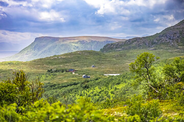 Obraz premium House in mountains. Andøy Municipality in Nordland county, Norway. 
