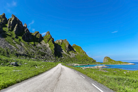 Road from Andenes to Bleik. And&oslash;y Municipality in Nordland county, Norway. 