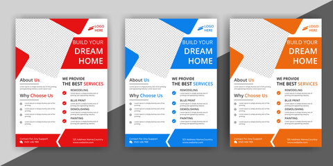 construction flyer A4 template, Construction Flyer Template, Flyer Design Set, Renovation Flyer Template, flyer, banner, leaflets decoration for printing