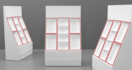 Cosmetic product display gondola stand for superstore endcap 3d illustration © Asad