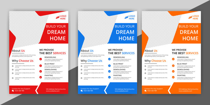 construction flyer A4 template, Construction Flyer Template, Flyer Design Set, Renovation Flyer Template, flyer, banner, leaflets decoration for printing