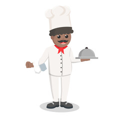 chef african holding plate design character on white background