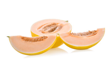yellow cantaloupe melon isolated on white background