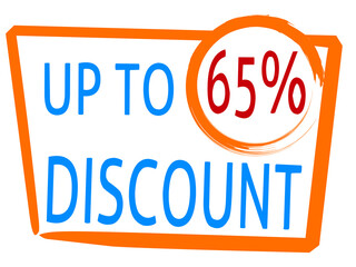 discount up to 65 percentage of Sales. Discount offer price sign and special offer.suitable for shop and sale banner