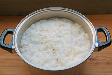 Soybeans after soaking in water overnight for making Tempeh