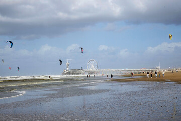 Windsurfing on a stormy day in Scheveningen
