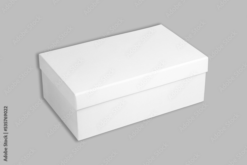 Poster empty blank textured and simple white shoebox mockup isolated on background. 3d rendering.