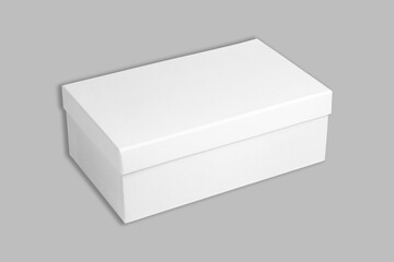 Empty blank textured and simple white shoebox mockup isolated on background. 3d rendering.