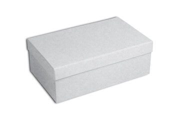 Empty blank textured and simple white shoebox mockup isolated on background. 3d rendering.