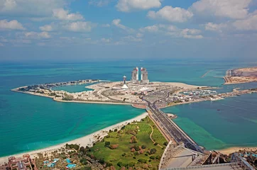 Gordijnen Aerial view of Al Marina with Causeway in Abu Dhabi, it contains Marina Mall and Marina Village © allan