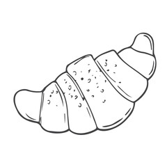 Vector hand drawn croissant icon badge bakery for design menu cafe, label and packaging. Croissant icon badge bakery. Linear style.