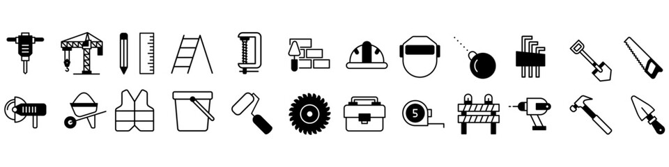 Construction tool icon vector set. repair illustration sign collection. building symbol or logo.