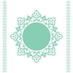 Decorative frame Elegant vector element for design in Eastern style, place for text. Floral green and white border. Lace illustration for invitations and greeting cards