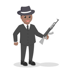 mafia african action holding Rifle design character on white background
