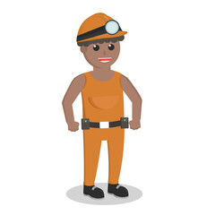 Miner african standing pose design character on white background