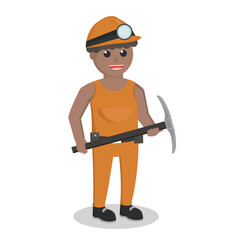 Miner african with mining equipment design character on white background