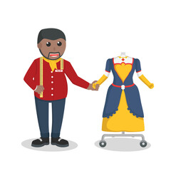 old tailor african presenting gown design character on white background 