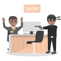 robber african robbing bank design character on white background - obrazy, fototapety, plakaty