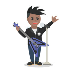rock singer african appear on stage design character on white background