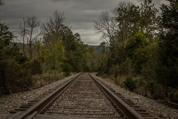 Fototapeta na wymiar Railroad tracks along Appalachian Trial in New Jersey