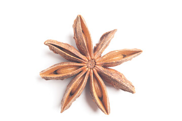 Star anise isolated on white background. Dried star anise spice fruits