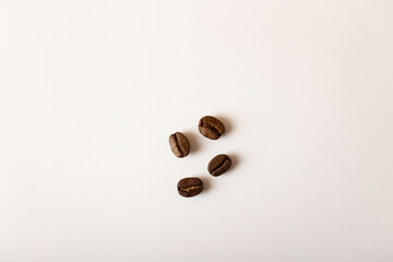 Coffee beans on a white background.