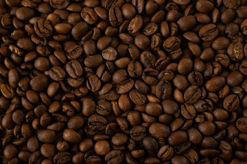 Coffee beans background. Coffee beans close up.