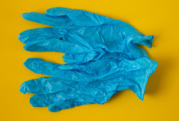 Blue medical gloves isolated. Hand protection.