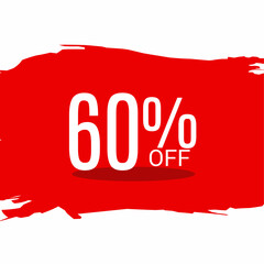 60% OFF Sale Discount Banner. Offer a discount. Special offer isolated abstract red and white background. Vector Illustration