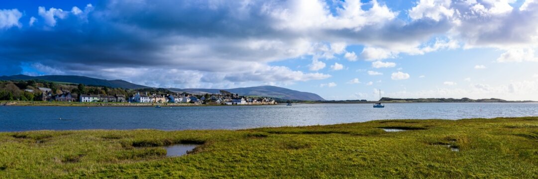 View from Saltcoats across the River Mite estuary towards Ravenglass village