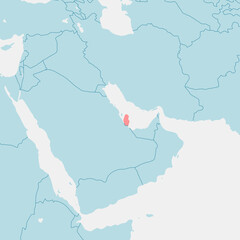 A map illustration of the Middle East with a focus on Qatar