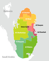 Qatar administrative divisions map illustration