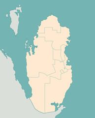 Qatar administrative divisions map illustration ( no text )